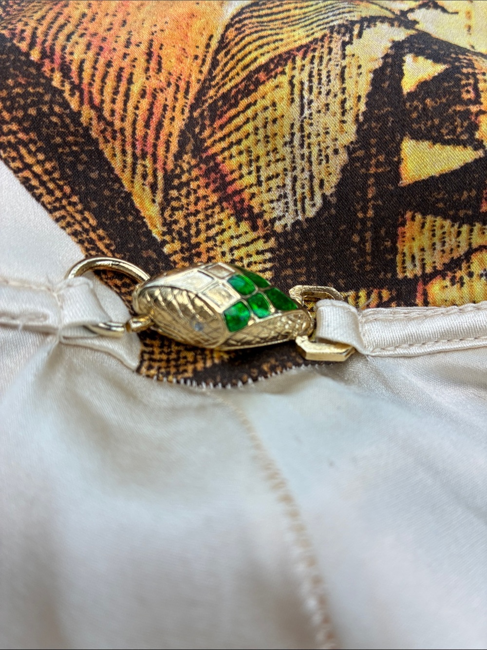 Roberto Cavalli SS 2005 Silk Seashell Pants Gold Sparkle Jeweled Snake RARE XL - Picture 3 of 16